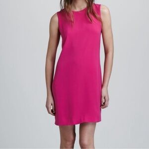 Vince Sleeveless Hot Pink 100% Silk Shift Mini Dress Size 2